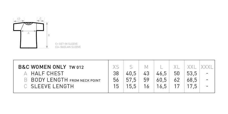 Veľkostná tabuľka produktu B54-Women-150